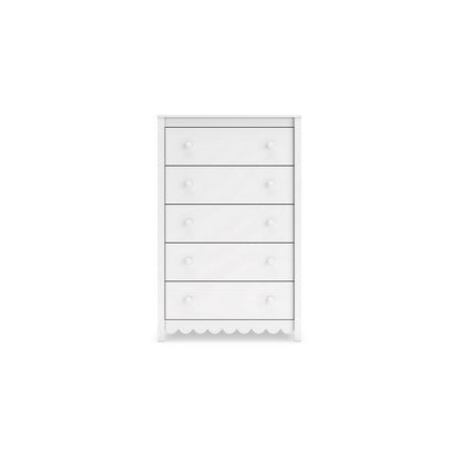 Kally Tall Dresser Chest, 5 Drawers, Modern Matte White Wood, 50 Inch