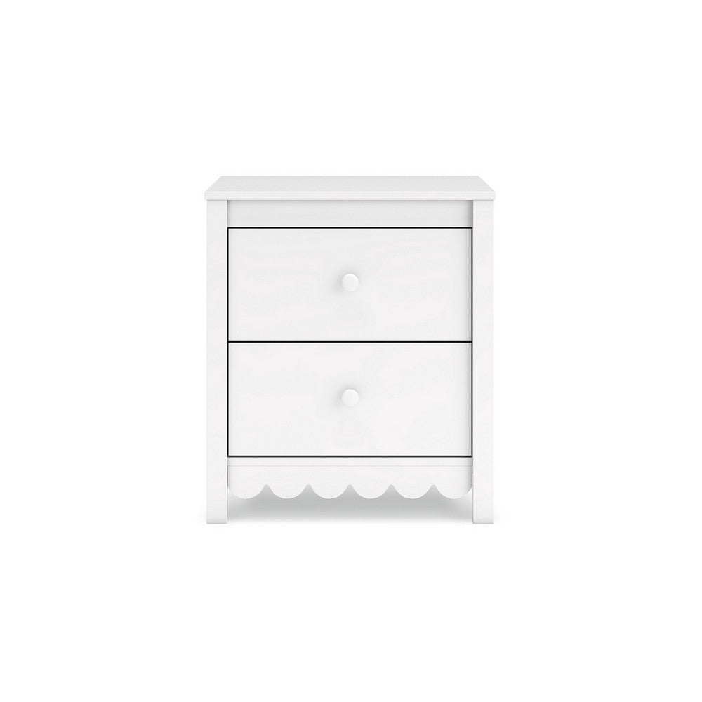 Kally Nightstand, 2 Drawers, Modern Matte White Wood Finish, 24 Inch