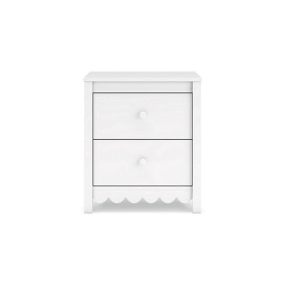 Kally Nightstand, 2 Drawers, Modern Matte White Wood Finish, 24 Inch