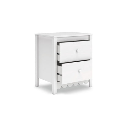 Kally Nightstand, 2 Drawers, Modern Matte White Wood Finish, 24 Inch