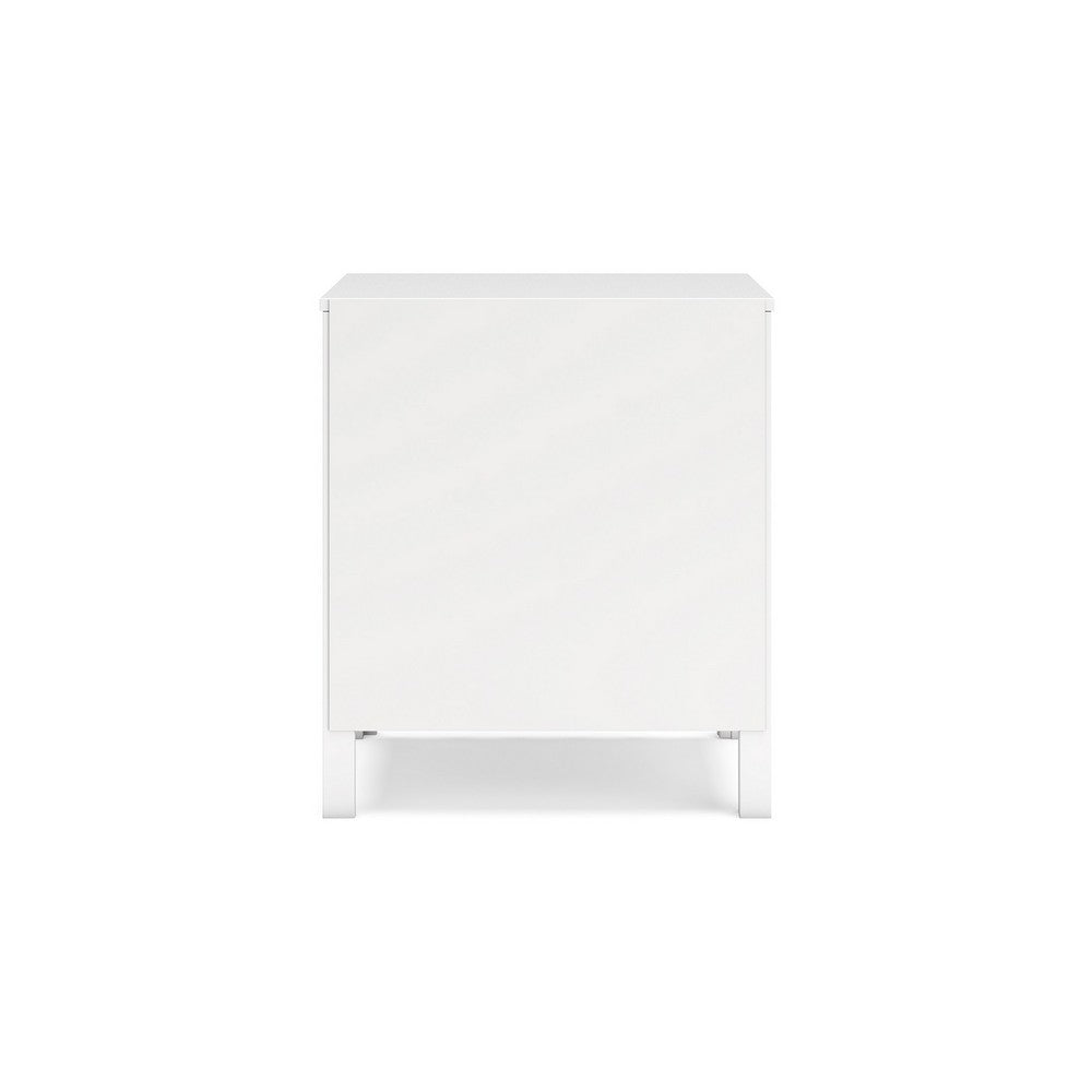 Kally Nightstand, 2 Drawers, Modern Matte White Wood Finish, 24 Inch