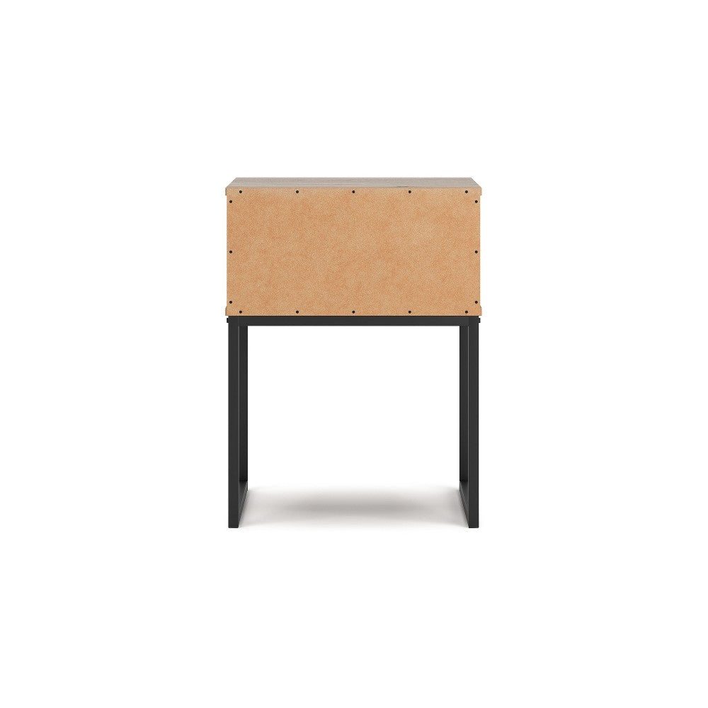 Deana Nightstand, 1 Drawer, Honey Brown Wood, Black Metal, 26 Inch