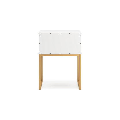 Alli Nightstand, 1 Drawer, Matte White Wood, Gold Metal Legs, 26 Inch