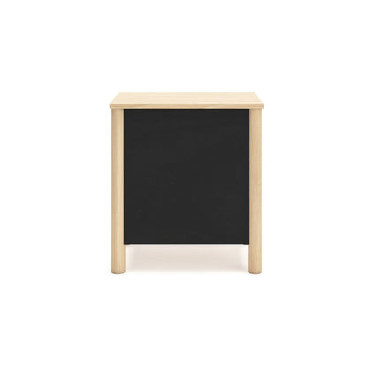 Abis Nightstand, 2 Drawers, Natural Brown Wood, Black Handles, 24 Inch
