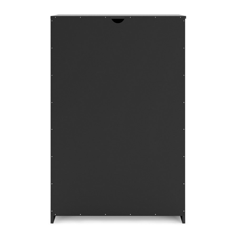 Finny Tall Dresser Chest, 5 Drawer, Matte Black, Silver Metal, 46 Inch