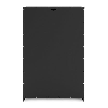 Finny Tall Dresser Chest, 5 Drawer, Matte Black, Silver Metal, 46 Inch