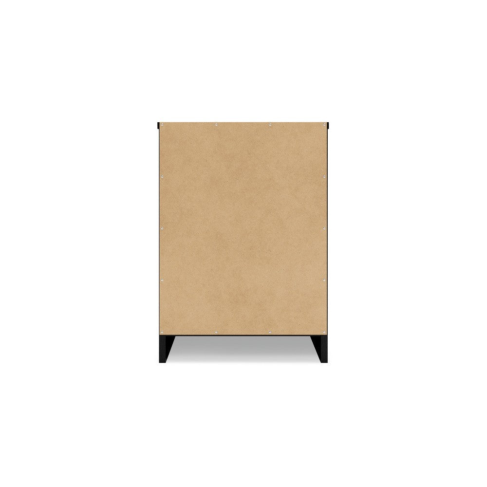 Finny Nightstand, 1 Drawer 1 Shelf, Matte Black, Silver Metal, 22 Inch