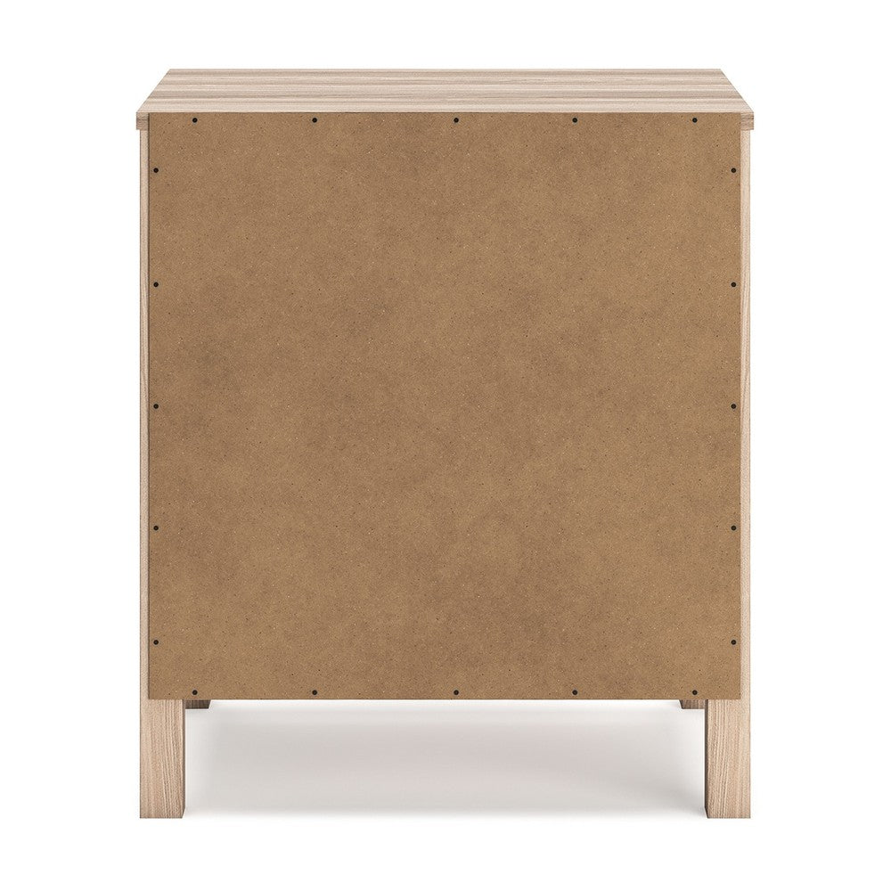 Bette Nightstand, 2 Drawers, Light Oak Brown Wood Finish, 24 Inch