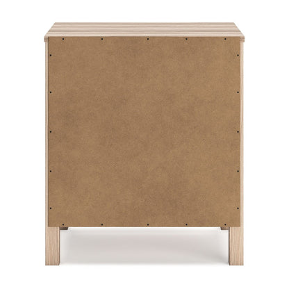 Bette Nightstand, 2 Drawers, Light Oak Brown Wood Finish, 24 Inch