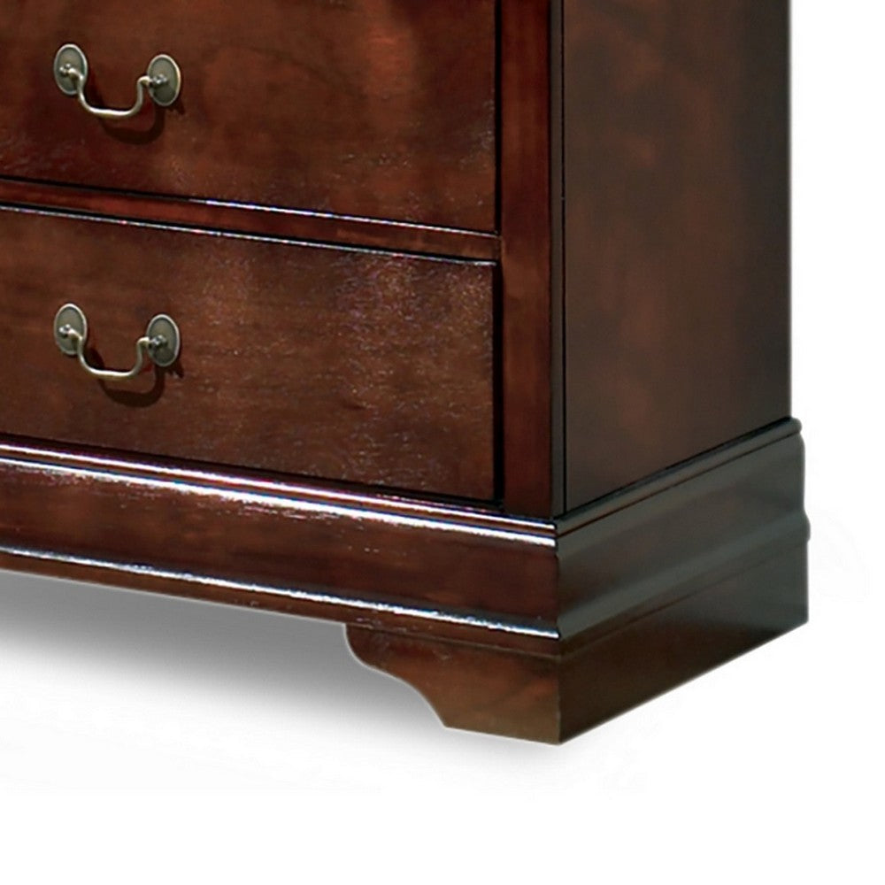 Deyr Tall Dresser Chest, 5 Drawer Bronze, Louis Philippe Molding Brown