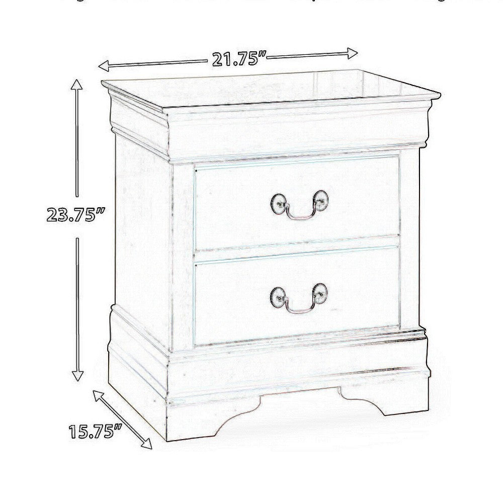 Deyr Nightstand, 2 Drawers, Bronze, Louis Philippe Molding Brown