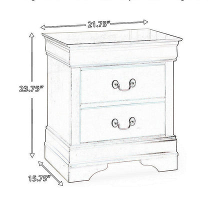Deyr Nightstand, 2 Drawers, Bronze, Louis Philippe Molding Brown