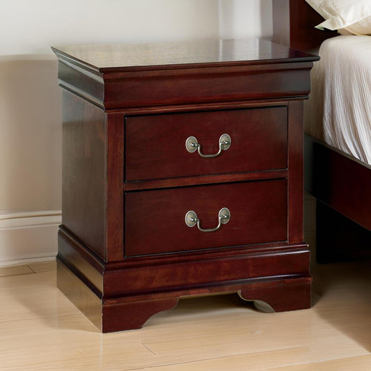 Deyr Nightstand, 2 Drawers, Bronze, Louis Philippe Molding Brown