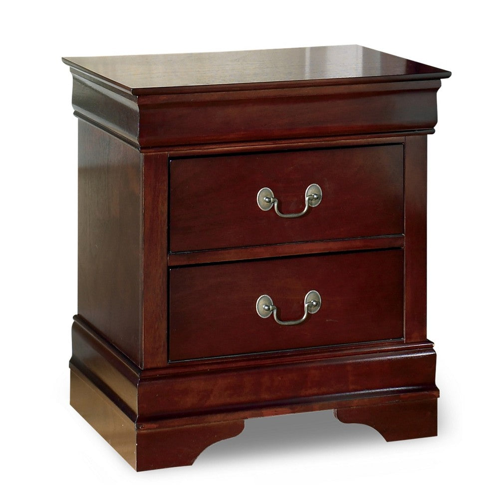 Deyr Nightstand, 2 Drawers, Bronze, Louis Philippe Molding Brown