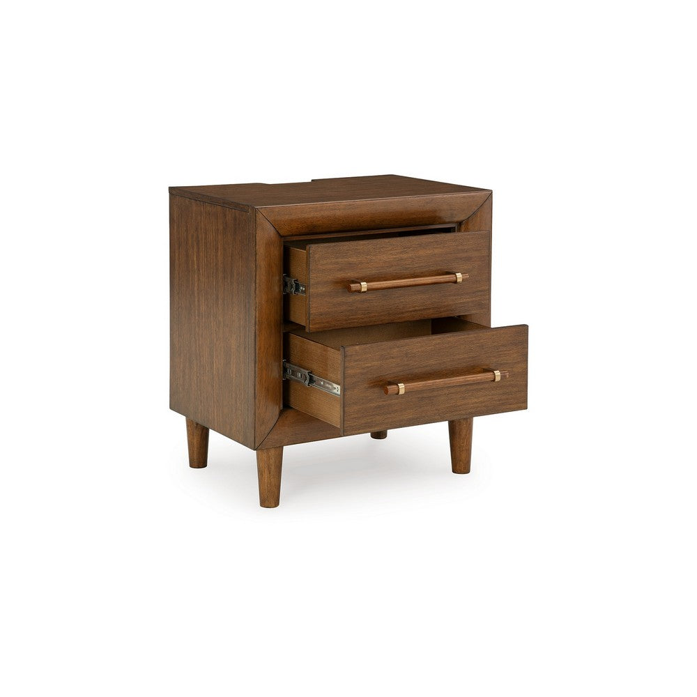 Jeyn Nightstand, 2 Drawers, Traditional Dark Brown Solid Hardwood