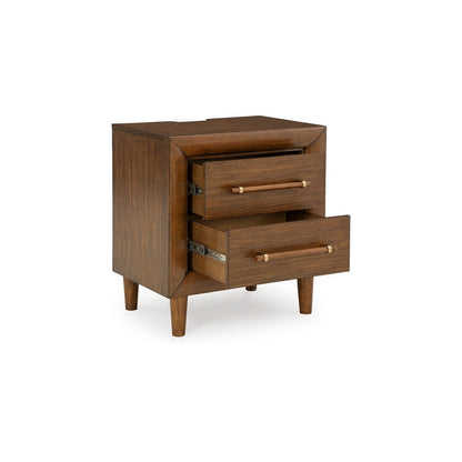 Jeyn Nightstand, 2 Drawers, Traditional Dark Brown Solid Hardwood