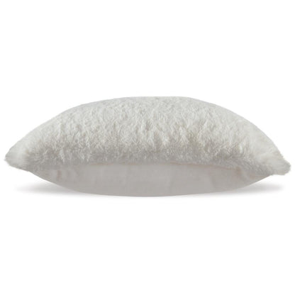 Dift Square Accent Throw Pillow, 20 Inch, White Faux Rabbit Fur Face