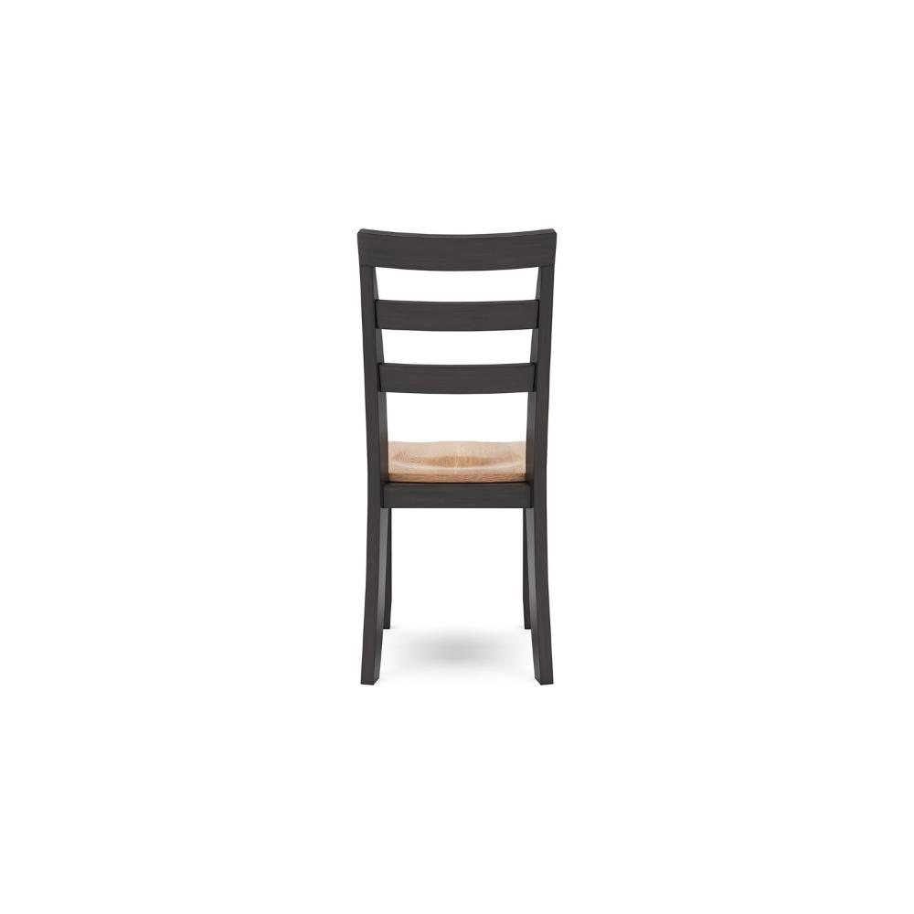 Gasy Dining Chair Set of 2, 17 Inch, Dark Brown Wood, Contoured Seat