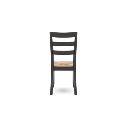 Gasy Dining Chair Set of 2, 17 Inch, Dark Brown Wood, Contoured Seat