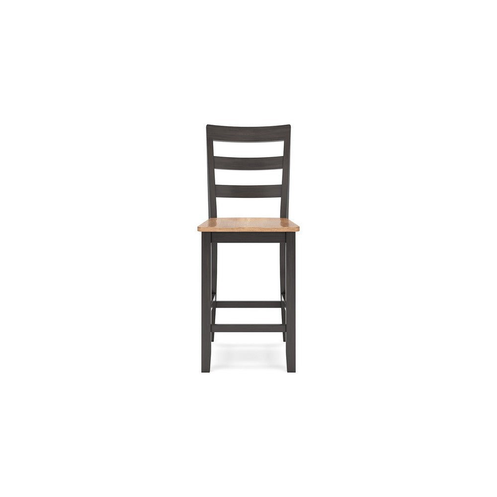 Gasy Counter Height Chair Set of 2, 24 Inch Dark Brown, Contoured Seat