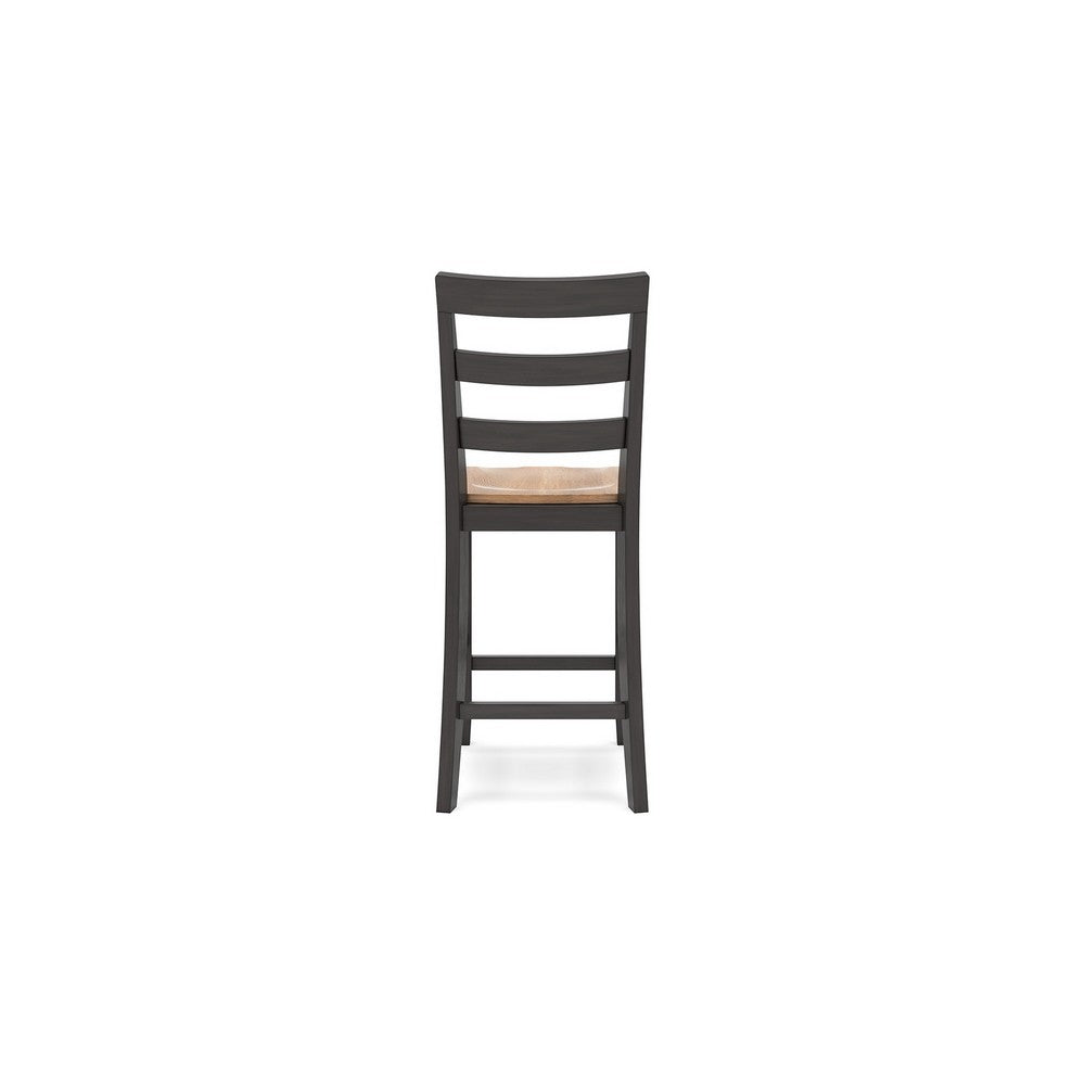 Gasy Counter Height Chair Set of 2, 24 Inch Dark Brown, Contoured Seat
