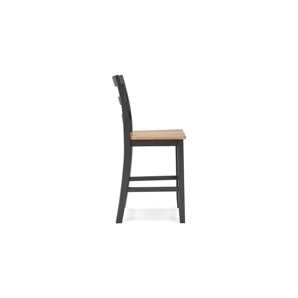 Gasy Counter Height Chair Set of 2, 24 Inch Dark Brown, Contoured Seat