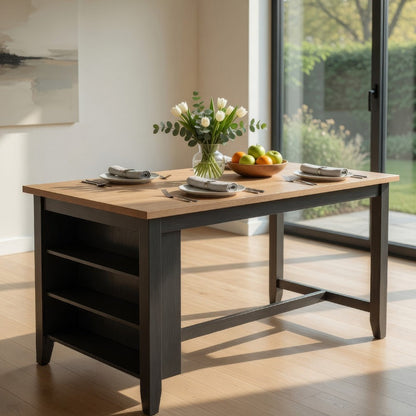 Gasy Counter Height Dining Table, 60 Inch, Brown, Mango Wood Veneer