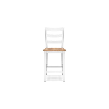 Gasy Counter Chair Set of 2, 24 Inch White Brown Solid Mango Wood