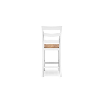 Gasy Counter Chair Set of 2, 24 Inch White Brown Solid Mango Wood