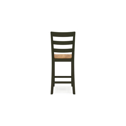 Gasy Counter Height Chair Set of 2, Dark Green Solid Wood, Brown Seat