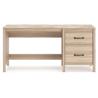 Bette Home Office Desk, 60 Inch Rectangular Brown Top w Side Cabinet
