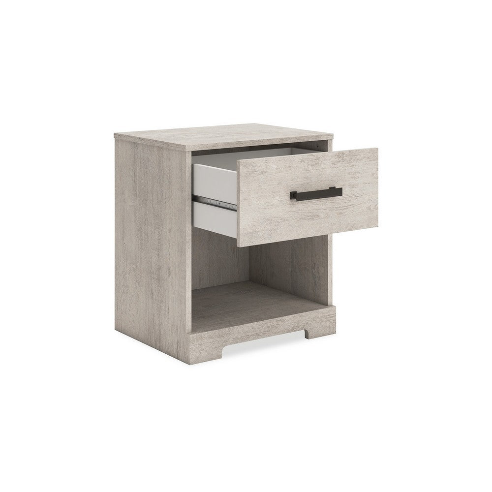 Shawn Nightstand, 1 Drawer and 1 Shelf, Light Gray Wood, 20 Inch