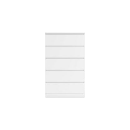 Onira Tall Dresser Chest, 5 Spacious Drawers, Modern White, 49 Inch