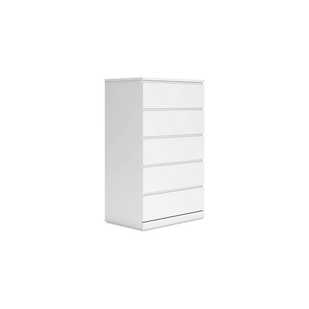 Onira Tall Dresser Chest, 5 Spacious Drawers, Modern White, 49 Inch