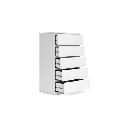 Onira Tall Dresser Chest, 5 Spacious Drawers, Modern White, 49 Inch