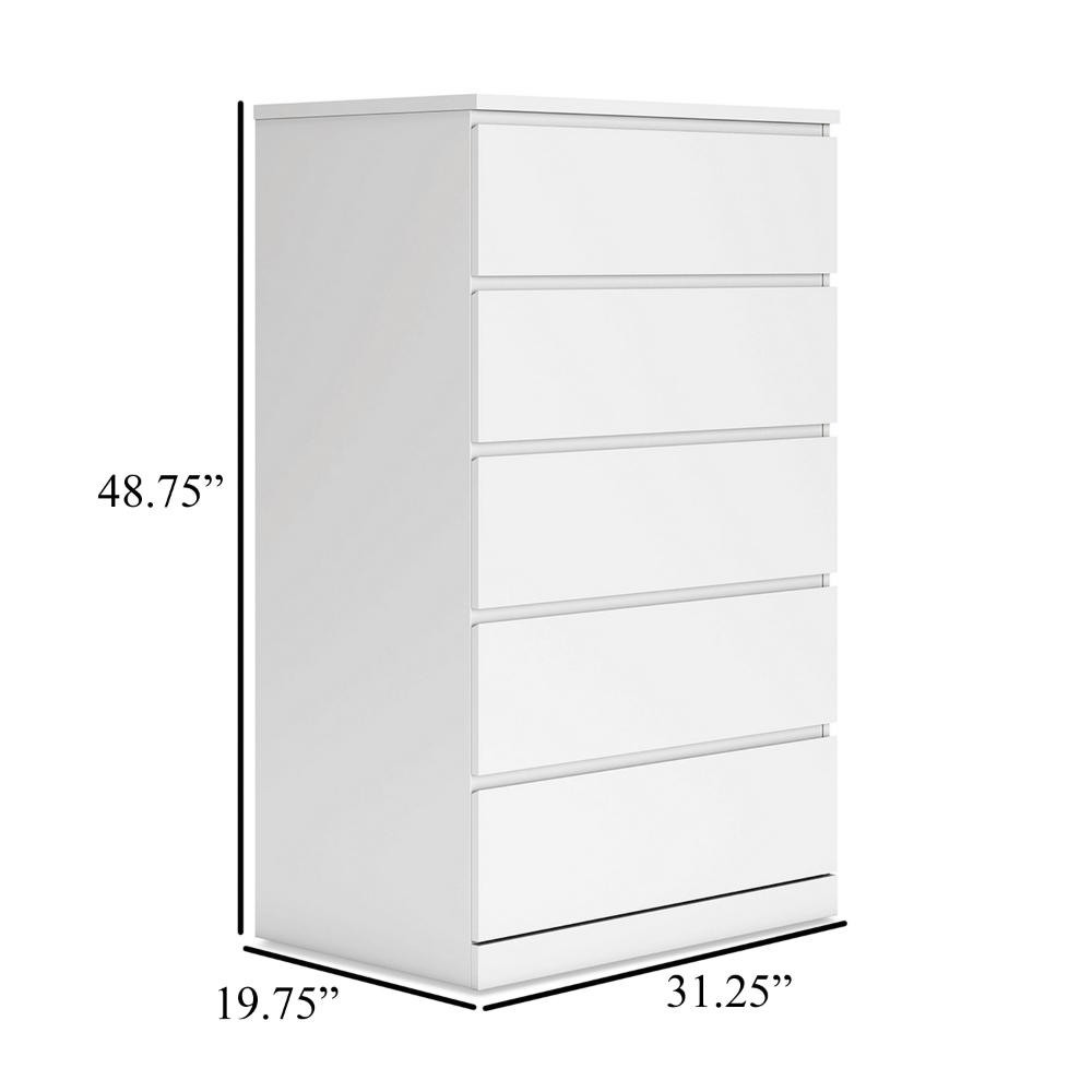 Onira Tall Dresser Chest, 5 Spacious Drawers, Modern White, 49 Inch