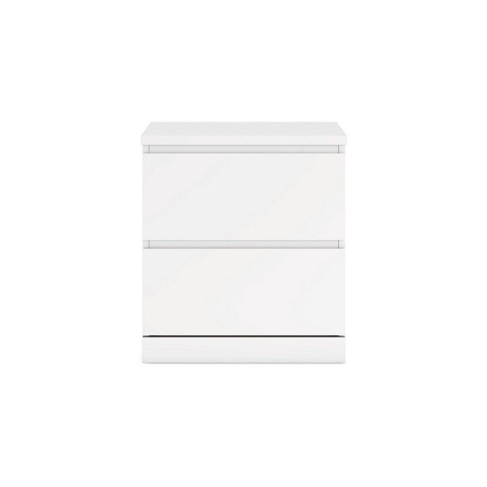 Onira Nightstand, 2 Spacious Drawers, Modern White Wood, 18 Inch