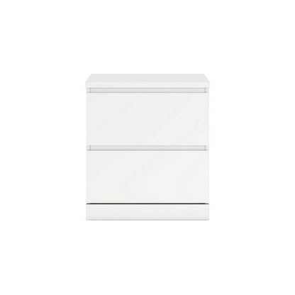 Onira Nightstand, 2 Spacious Drawers, Modern White Wood, 18 Inch