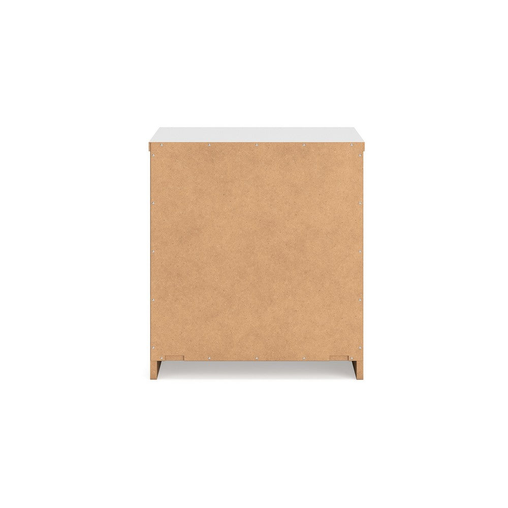 Onira Nightstand, 2 Spacious Drawers, Modern White Wood, 18 Inch