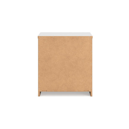 Onira Nightstand, 2 Spacious Drawers, Modern White Wood, 18 Inch