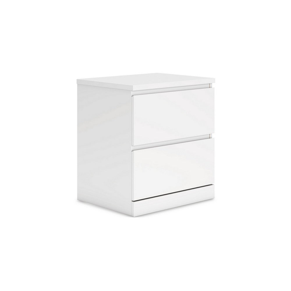 Onira Nightstand, 2 Spacious Drawers, Modern White Wood, 18 Inch