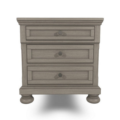 Ryno Nightstand, 2 Drawers, Pull Out Tray, Nickel Round Knobs, Gray