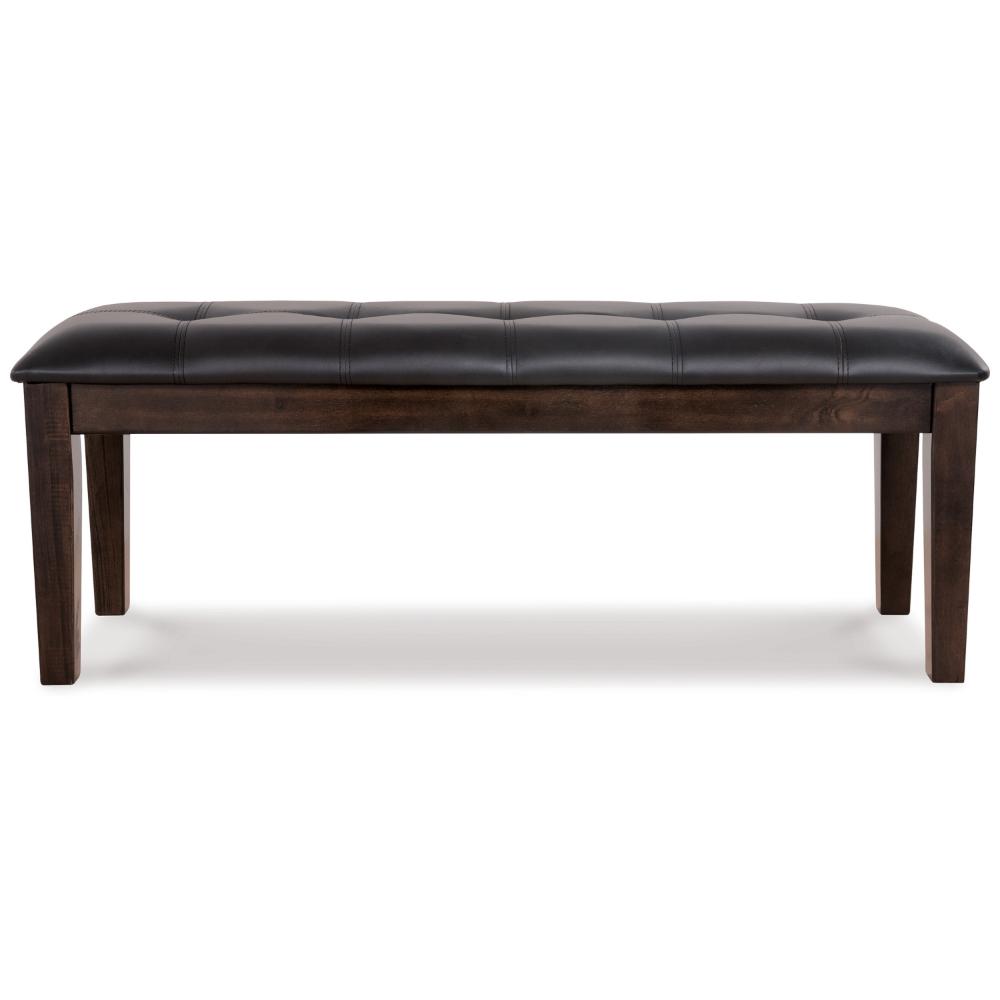 Hado Dining Bench, 49 Inch, Tufted Faux Leather Seat, Dark Brown