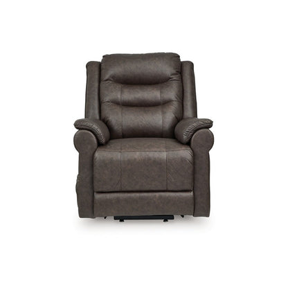 Otim Power Lift Recliner Chair, 35in Heat Massage, Brown Faux Leather