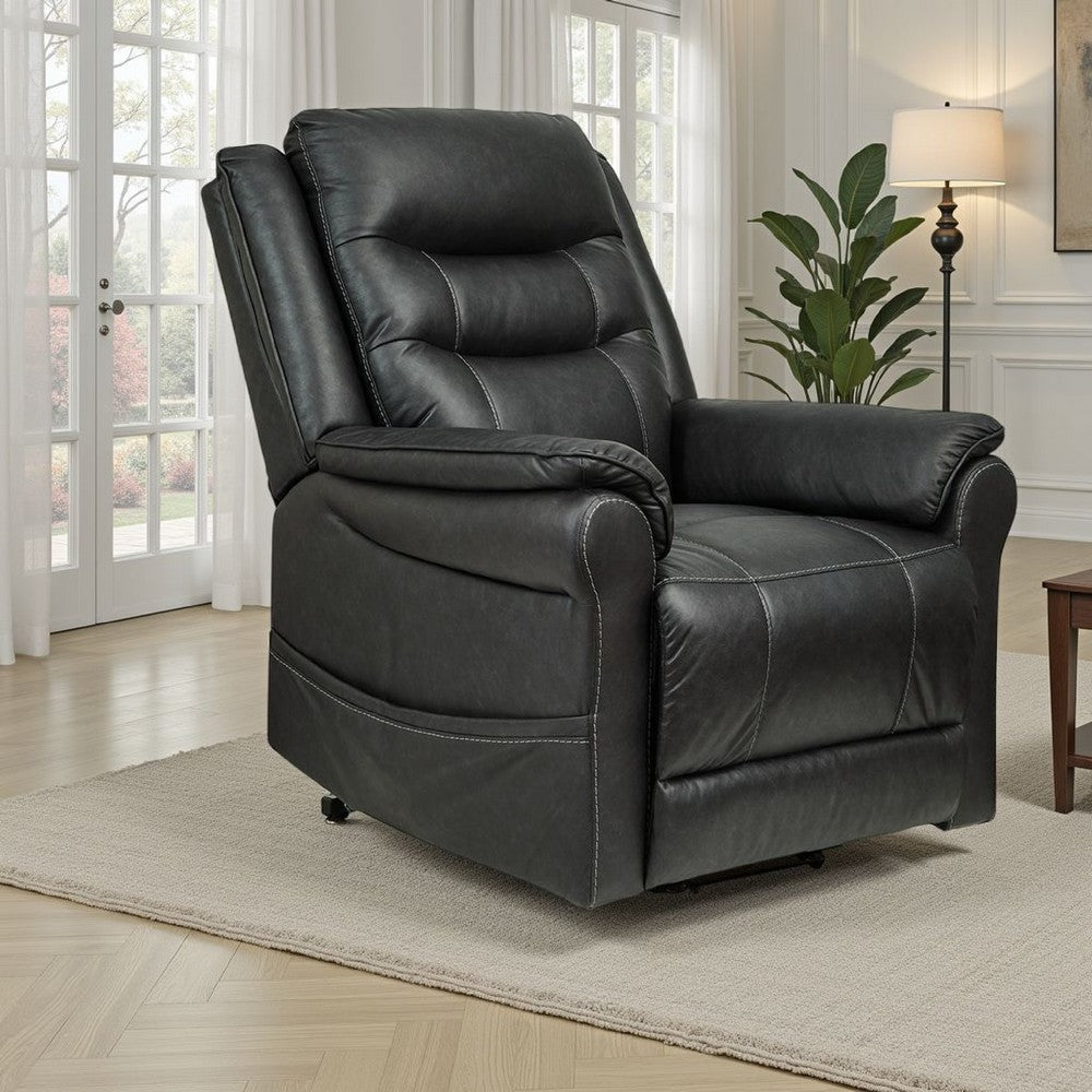 Otim Power Lift Recliner Chair, 35in Heat Massage, Brown Faux Leather