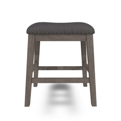 Caity Counter Height Stool Set of 2, Gray Wood Frame, Cushioned Seat