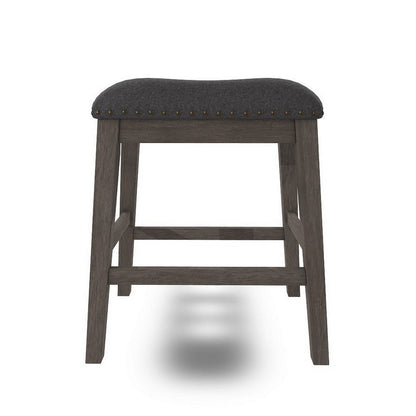 Caity Counter Height Stool Set of 2, Gray Wood Frame, Cushioned Seat