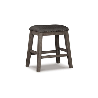 Caity Counter Height Stool Set of 2, Gray Wood Frame, Cushioned Seat
