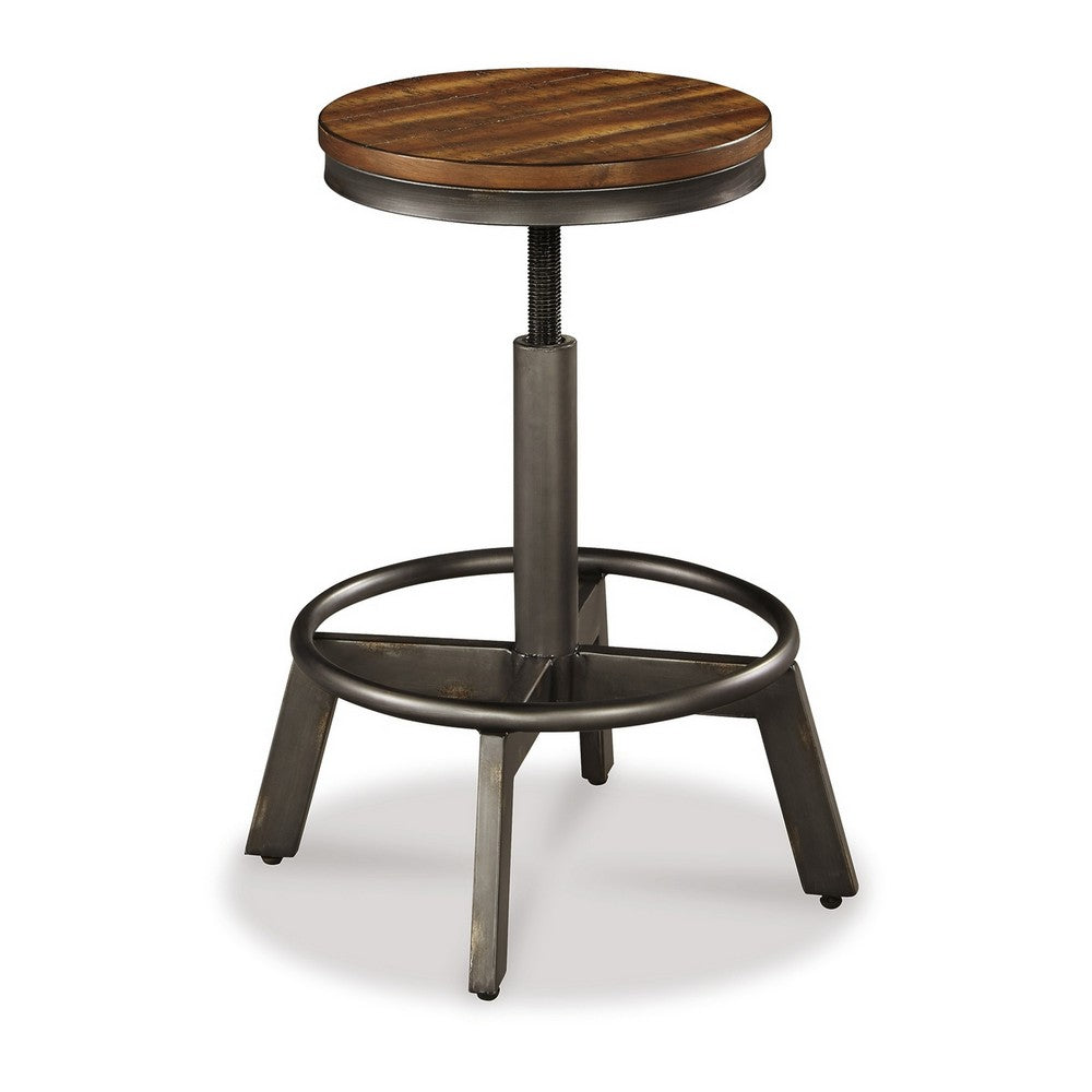 Jin Swivel Counter Height Stool Set of 2, Dining Adjustable, Brown