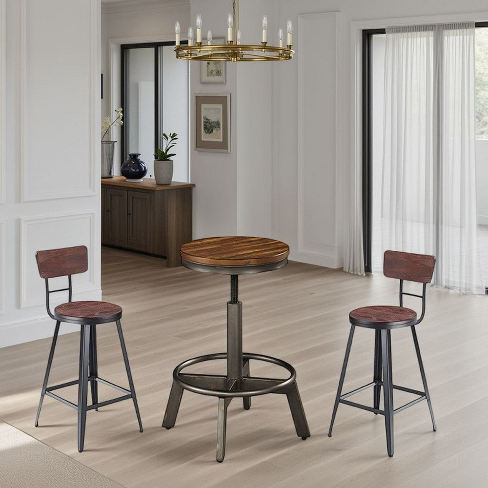 Jin Swivel Counter Height Stool Set of 2, Dining Adjustable, Brown